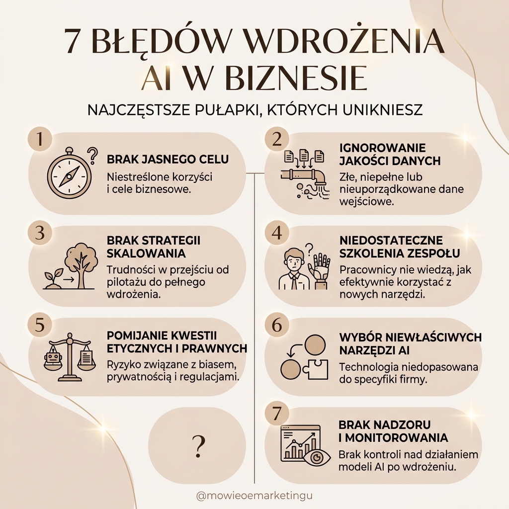 7 błędów przy wdrażaniu AI do firmy | Sztuczna inteligencja w biznesie