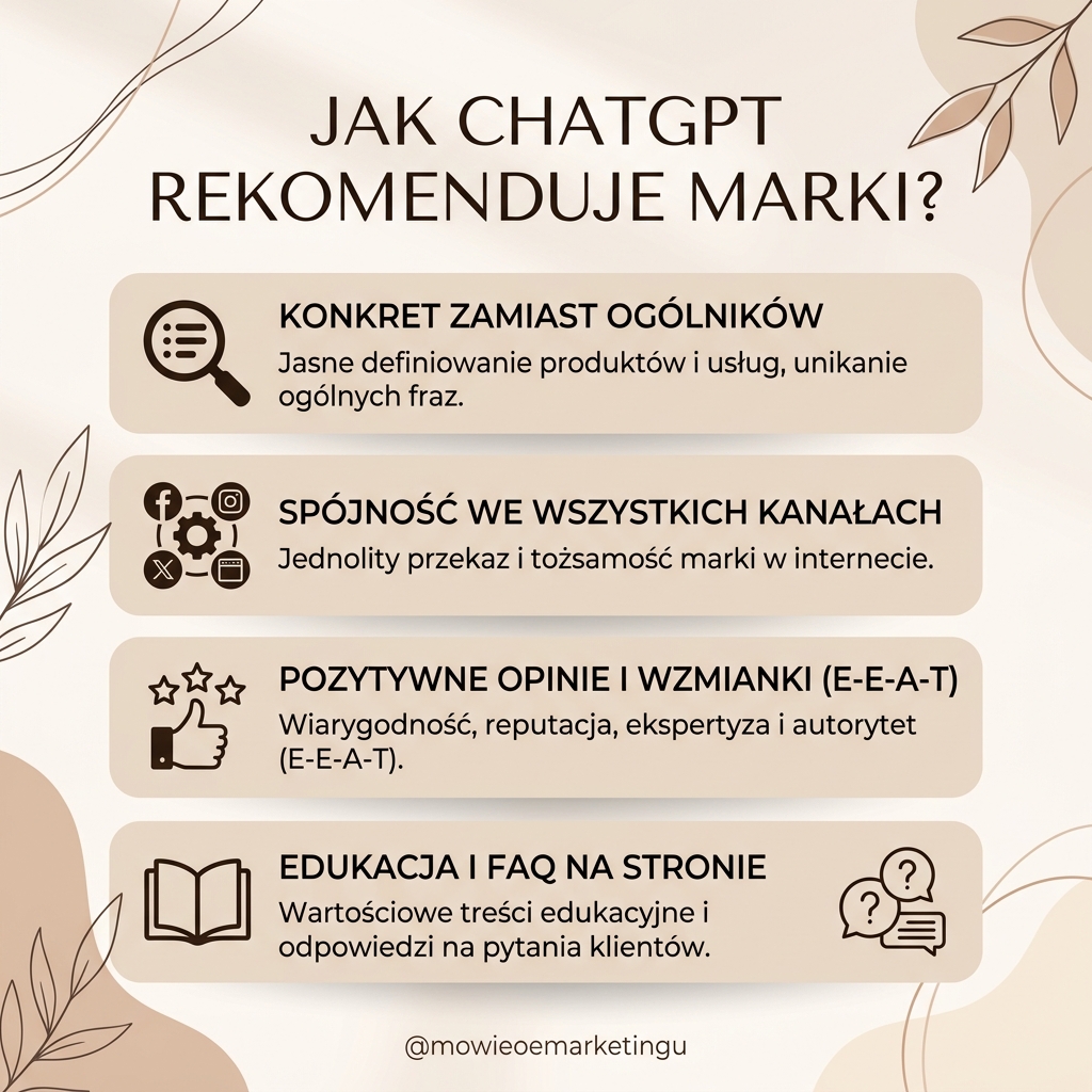 Chat GPT nie poleca Twojej marki? Sprawdź, jak to zmienić❗ | Rekomendacje i widoczność w odpowiedziach w AI – przewodnik ✨
