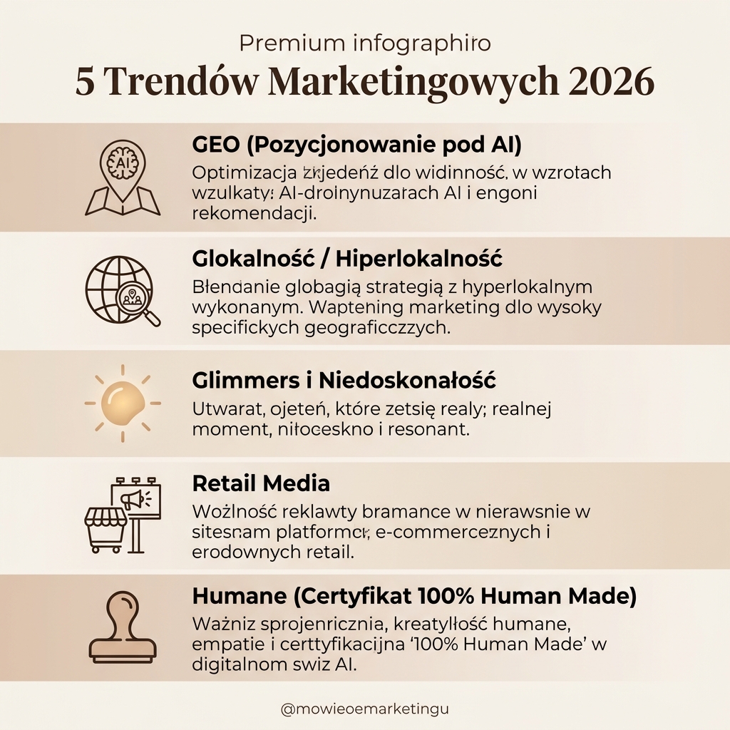 Trendy marketingowe 2026 💥 | Glokalność, glimmers, GEO, retail i inne ⭐